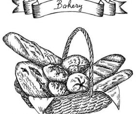 Bakey banner with bread hand drawn vector 07