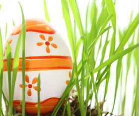 Basket of easter eggs on meadow Stock Photo 07