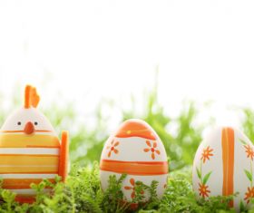 Basket of easter eggs on meadow Stock Photo 08