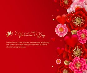 Beautiful flower with valentines day card vectors 01