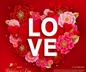 Beautiful flower with valentines day card vectors 02