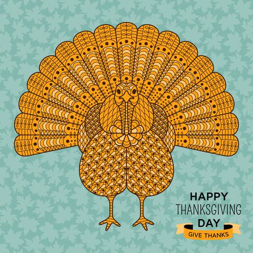 Bird golden with Thanksgiving Day design vector