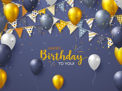 Birthday card with gray background vectors