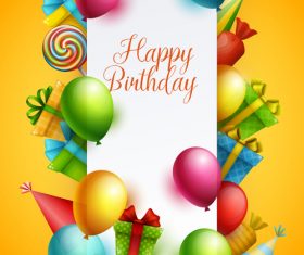 Birthday happy holiday card yellow vector 02