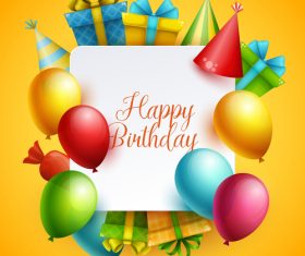 Birthday happy holiday card yellow vector 03