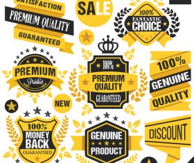 Black and Yellow Badges Labels and Ribbons vector