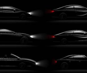 Black car illustration vectors set 01