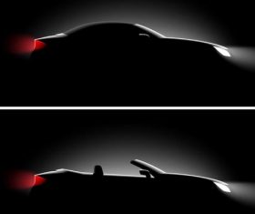Black car illustration vectors set 04