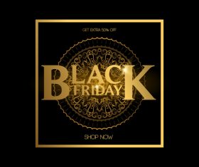 Black friday shop now golden background vector 02