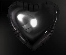 Black heart shaped air balloon vector illustration