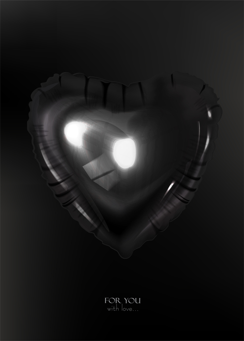 Black heart shaped air balloon vector illustration
