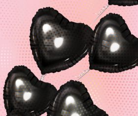 Black heart shaped air balloons with half tone effect vector