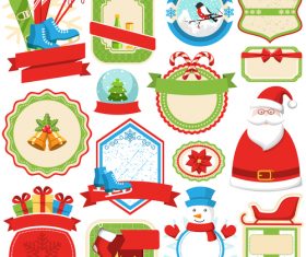Blank xmas lables with badge green red vector