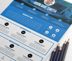 Blue Style Designer Resume CV PSD Template