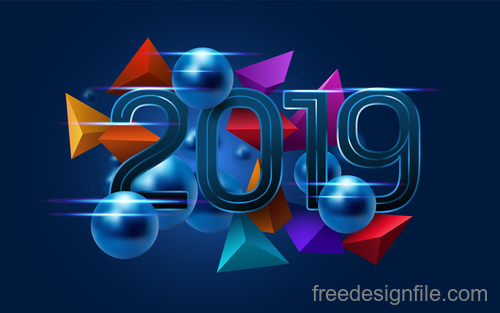 Blue abstract 2019 new year background vector