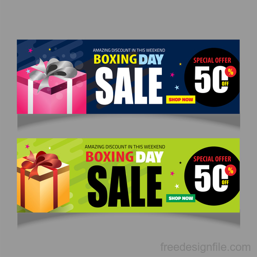 Boxing day sale banners vector material 03