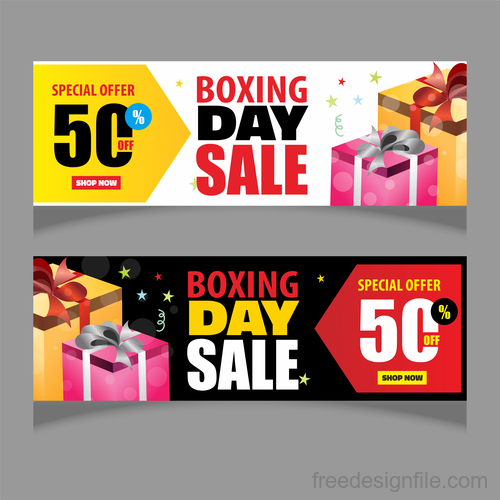 Boxing day sale banners vector material 04