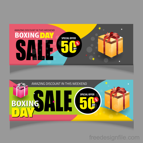 Boxing day sale banners vector material 05