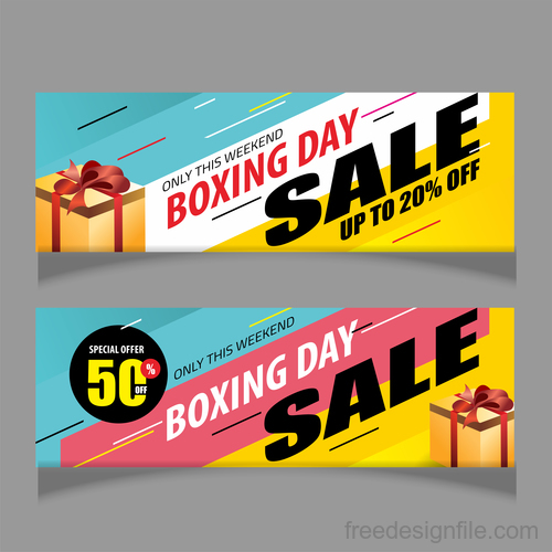 Boxing day sale banners vector material 07