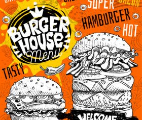 Burger house menu design vector 04
