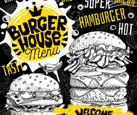 Burger house menu design vector 09