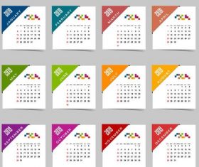 Calendar 2019 colored template vectors 03