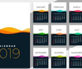Calendar 2019 colored template vectors 05