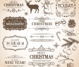 Calligraphic with christmas decor vector