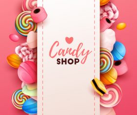 Candy shop template design vector 01
