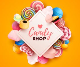 Candy shop template design vector 02