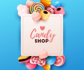 Candy shop template design vector 03