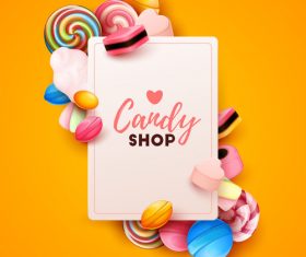 Candy shop template design vector 04