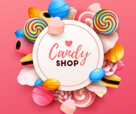 Candy shop template design vector 05