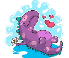 Cartoon dinosaur with love valentines card vectors 03
