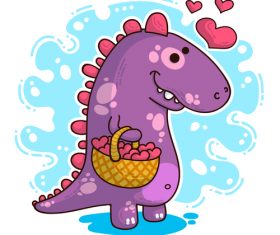 Cartoon dinosaur with love valentines card vectors 04