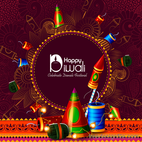 Celebrate diwali festival design vector material 02