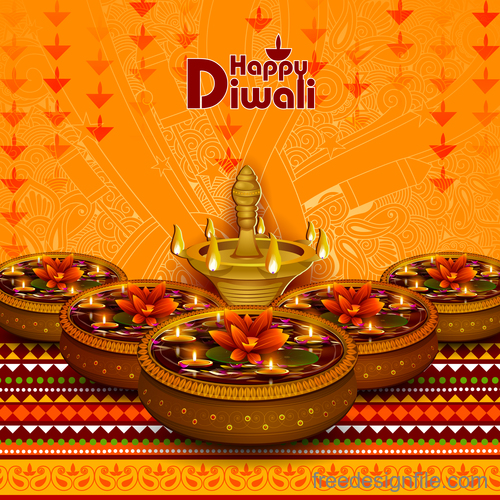 Celebrate diwali festival design vector material 05
