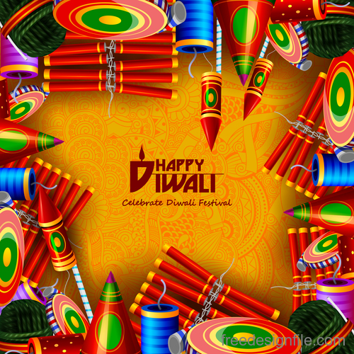 Celebrate diwali festival design vector material 06