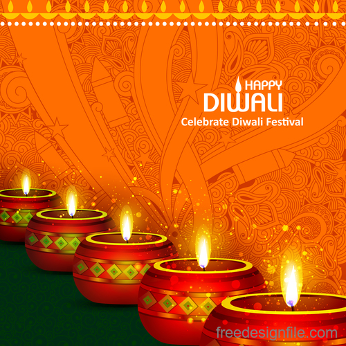 Celebrate diwali festival design vector material 07