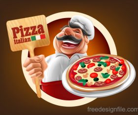 Chef with Pizza sign vector