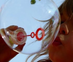 Children blowing bubbles Stock Photo 01