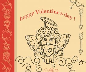 Childrens Doodle with Valentines day Cupid holds and heart vector
