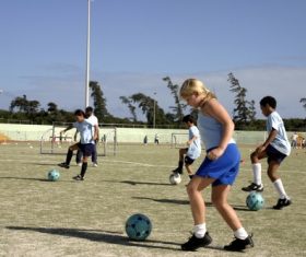 Childrens football training Stock Photo