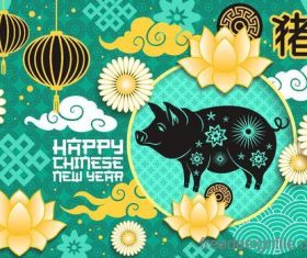 Chinese 2019 new year of the pig vector material