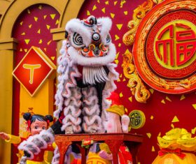 Chinese New Year Lion Dance Stock Photo