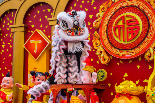 Chinese New Year Lion Dance Stock Photo