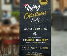 Christmas Party Poster Roll-up Banner PSD Template