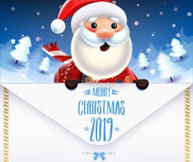 Christmas Santa and 2019 New year Postercard vector