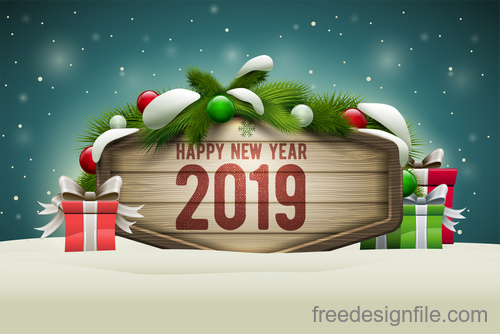 Christmas Sign Board 2019 Vector Material
