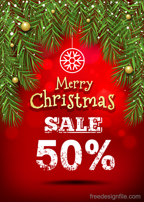 Christmas discount sale poster template vectors 05